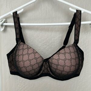 Soma Black Underwire Bra with Geometric Pattern